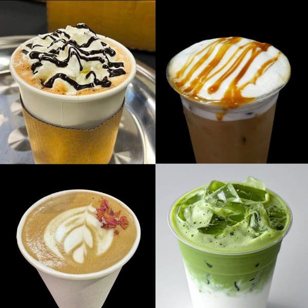 Four specialty coffee beverages